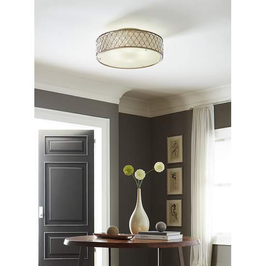 Plafoniera Contemporanea Lucia Acciaio Argento Brunito Cristallo 6 Luci E27 FE-LUCIA-6SF-L