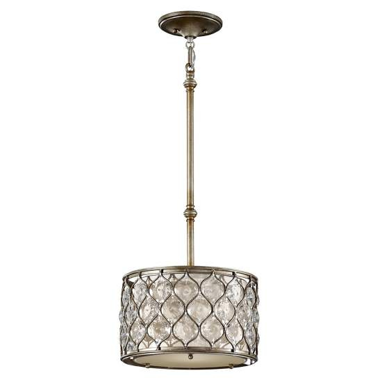Sospensione Contemporanea Lucia In Acciaio Argento Brunito Cristallo 1 Luce E27 FE-LUCIA-P-C