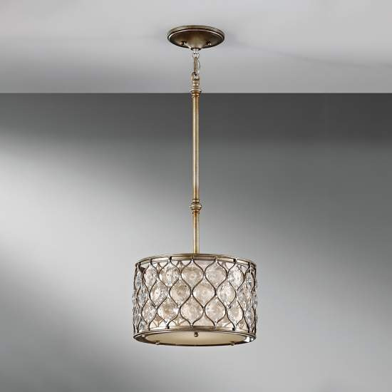 Sospensione Contemporanea Lucia In Acciaio Argento Brunito Cristallo 1 Luce E27 FE-LUCIA-P-C
