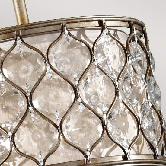 Sospensione Contemporanea Lucia In Acciaio Argento Brunito Cristallo 1 Luce E27 FE-LUCIA-P-C