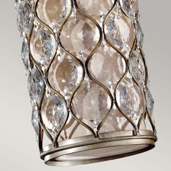 Sospensione Contemporanea Lucia Acciaio Argento Brunito Cristallo 1 Luce E27 FE-LUCIA-P-D