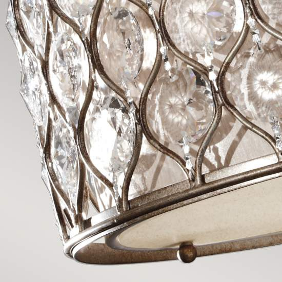 Lampadario Contemporaneo Lucia Acciaio Argento Brunito Cristallo 3 Luci E27 FE-LUCIA-SF