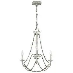 Lampadario Classico Maryville Acciaio Grigio Slavato Legno 3 Luci E14