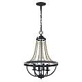 Lampadario Classico Nori Acciaio Zinco Scuro Anticato Legno Grigio 4 Luci E14 FE-NORI4-DWZ