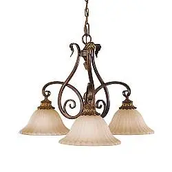 Lampadario Contemporaneo Sonoma Valley Acciaio Marrone Antico Vetro 3 Luci E27