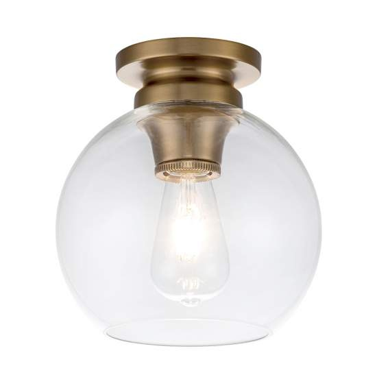 Plafoniera Contemporanea Tabby Acciaio Ottone Brunito Vetro 1 Luce E27 FE-TABBY-F-BB