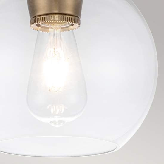 Plafoniera Contemporanea Tabby Acciaio Ottone Brunito Vetro 1 Luce E27 FE-TABBY-F-BB
