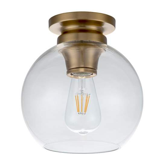 Plafoniera Contemporanea Tabby Acciaio Ottone Brunito Vetro 1 Luce E27 FE-TABBY-F-BB