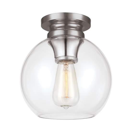 Plafoniera Contemporanea Tabby Acciaio Nichel Lucido Vetro 1 Luce E27 FE-TABBY-F-PN