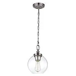 Sospensione Contemporanea Tabby Vetro Nichel Lucido 1 Luce E27