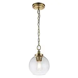 Sospensione Contemporanea Tabby Acciaio Ottone Brunito Vetro 1 Luce E27