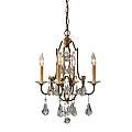 Lampadario Classico Valentina Acciaio Bronzo Ossidato Vetro 4 Luci E14 FE-VALENTINA4