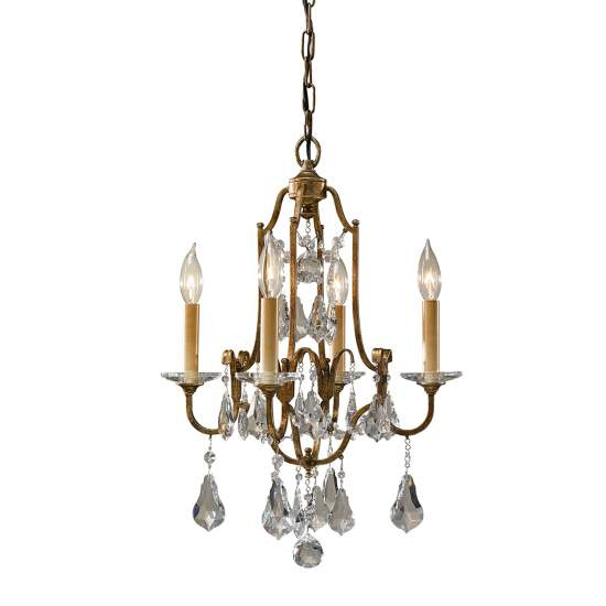 Lampadario Classico Valentina Acciaio Bronzo Ossidato Vetro 4 Luci E14 FE-VALENTINA4