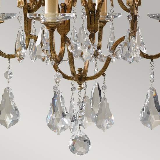 Lampadario Classico Valentina Acciaio Bronzo Ossidato Vetro 4 Luci E14 FE-VALENTINA4