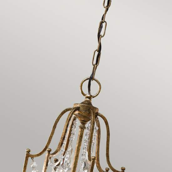 Lampadario Classico Valentina Acciaio Bronzo Ossidato Vetro 6 Luci E14 FE-VALENTINA6