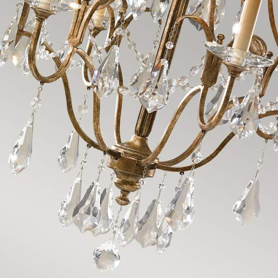 Lampadario Classico Valentina Acciaio Bronzo Ossidato Vetro 6 Luci E14 FE-VALENTINA6