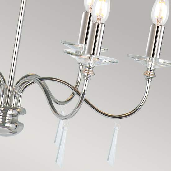 Lampadario Classico Finsbury Park Acciaio Nichel Lucido Vetro 6 Luci E14 FP6-POL-NICKEL