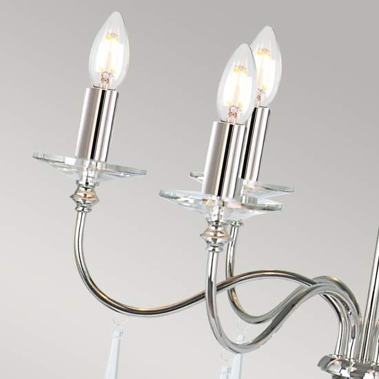 Lampadario Classico Finsbury Park Acciaio Nichel Lucido Vetro 6 Luci E14 FP6-POL-NICKEL
