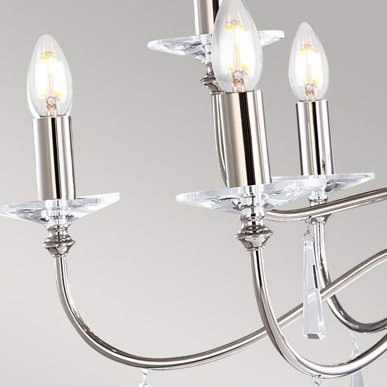Lampadario Classico Finsbury Park Acciaio Nichel Lucido Vetro 9 Luci E14 FP9-POL-NICKEL