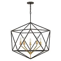 Lampadario Industrial Nordico Astrid Metallo Bronzo Opaco 5 Luci E14