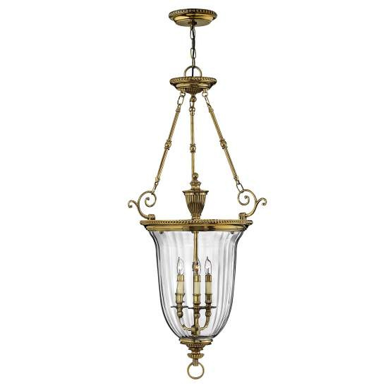 Lampadario Contemporaneo Cambridge In Ottone Brunito Vetro 3 Luci E14 HK-CAMBRIDGE-P-L
