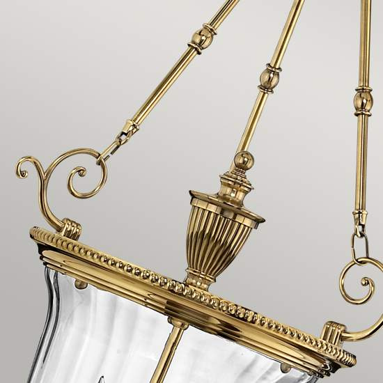 Lampadario Contemporaneo Cambridge In Ottone Brunito Vetro 3 Luci E14 HK-CAMBRIDGE-P-L