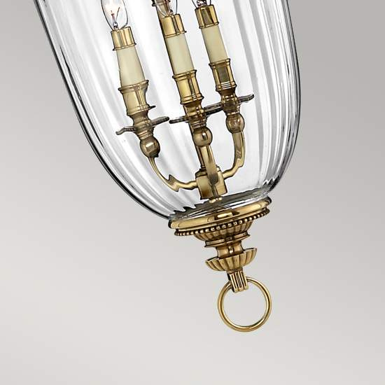 Lampadario Contemporaneo Cambridge In Ottone Brunito Vetro 3 Luci E14 HK-CAMBRIDGE-P-L