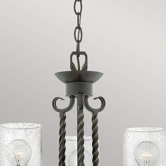 Lampadario Industrial Nordico Casa Alluminio Nero Antico Vetro 3 Luci E27 HK-CASA3