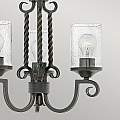 Lampadario Industrial Nordico Casa Alluminio Nero Antico Vetro 3 Luci E27 HK-CASA3