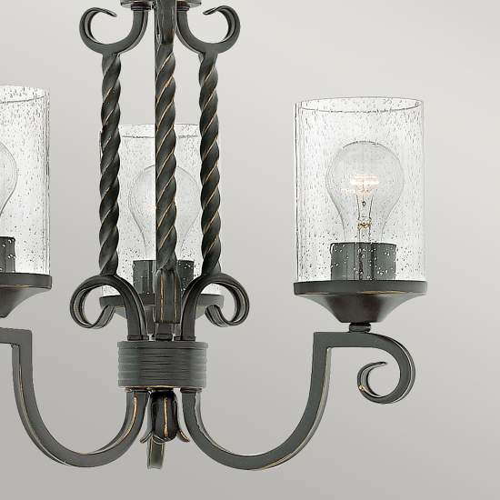 Lampadario Industrial Nordico Casa Alluminio Nero Antico Vetro 3 Luci E27 HK-CASA3
