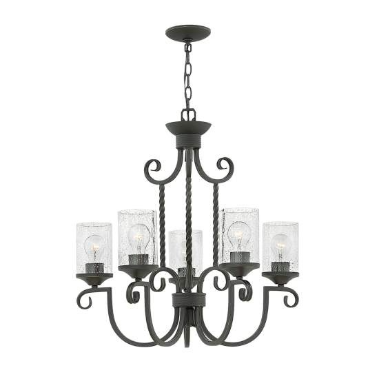 Lampadario Industrial Nordico Casa Alluminio Nero Antico Vetro 5 Luci E27 HK-CASA5