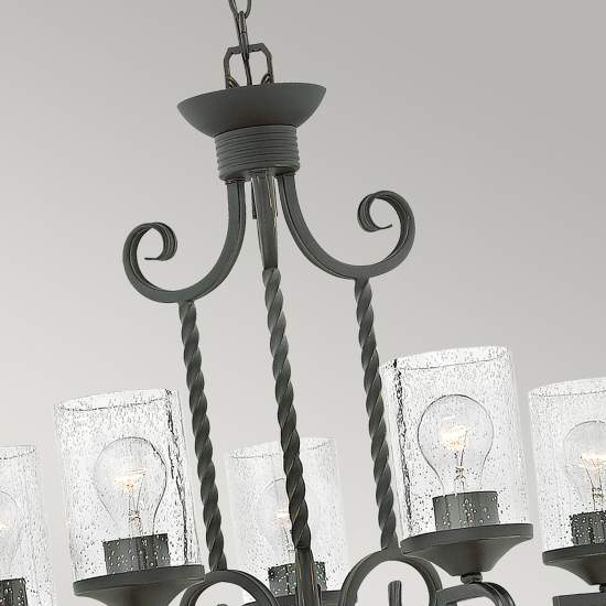 Lampadario Industrial Nordico Casa Alluminio Nero Antico Vetro 5 Luci E27 HK-CASA5