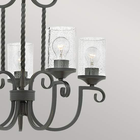 Lampadario Industrial Nordico Casa Alluminio Nero Antico Vetro 5 Luci E27 HK-CASA5