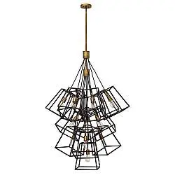 Lampadario Contemporaneo Fu Lighton Acciaio Bronzo Ottone 13 Luci E27