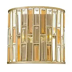 Applique Contemporanea Gemma In Acciaio Foglia Argento Cristallo 2 Luci E14