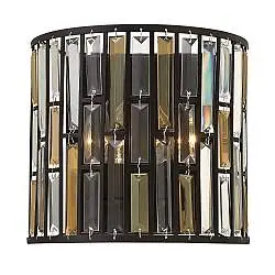 Applique Contemporanea Gemma In Acciaio Bronzo Vintage Cristallo 2 Luci E14