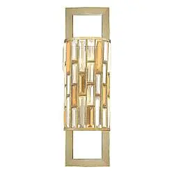 Applique Contemporanea Gemma Acciaio Foglia Argento Cristallo 2 Luci E14