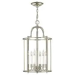 Lampadario Contemporaneo Gentry Acciaio Nichel Lucido Vetro 6 Luci E14