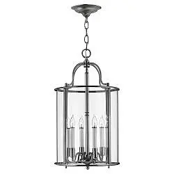 Lampadario Contemporaneo Gentry Acciaio Peltro Vetro 6 Luci E14