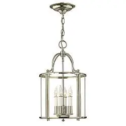 Lampadario Contemporaneo Gentry Acciaio Nichel Lucido Vetro 4 Luci E14