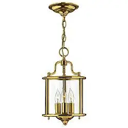 Lampadario Contemporaneo Gentry Ottone Lucido Vetro 3 Luci E14