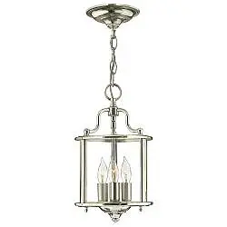 Lampadario Contemporaneo Gentry Acciaio Nichel Lucido Vetro 3 Luci E14
