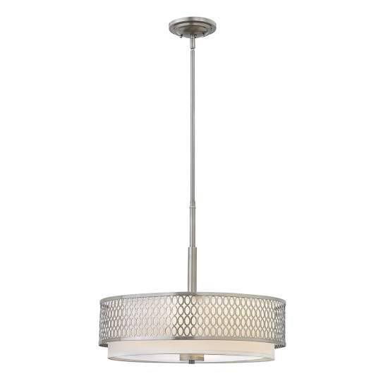 Lampadario Contemporaneo Jules Acciaio Nichel Spazzolato Tessuto 3 Luci E27 HK-JULES-3P-BN