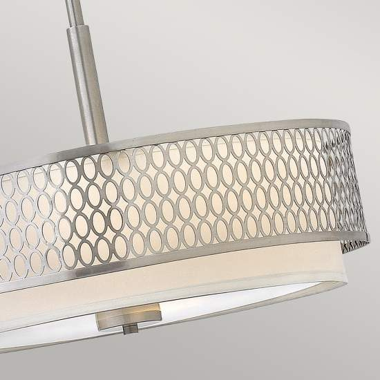 Lampadario Contemporaneo Jules Acciaio Nichel Spazzolato Tessuto 3 Luci E27 HK-JULES-3P-BN