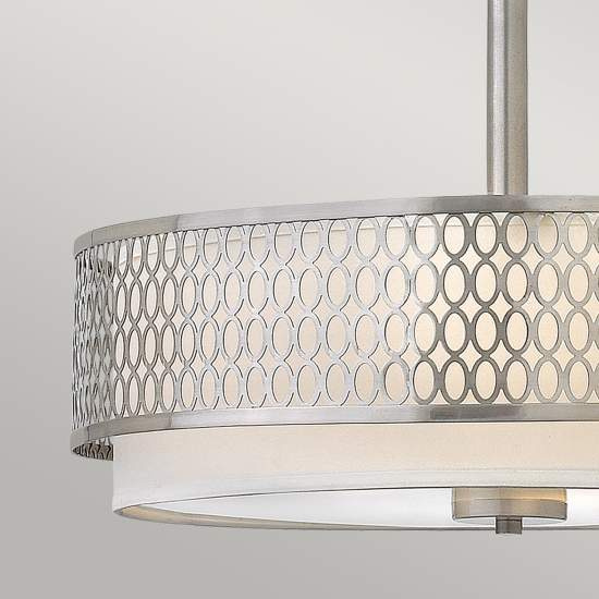 Lampadario Contemporaneo Jules Acciaio Nichel Spazzolato Tessuto 3 Luci E27 HK-JULES-3P-BN