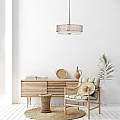 Lampadario Contemporaneo Jules Acciaio Nichel Spazzolato Tessuto 3 Luci E27 HK-JULES-3P-BN