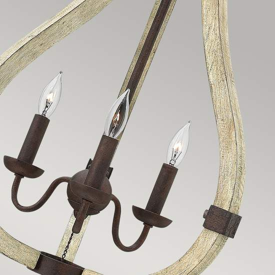 Lampadario Industrial Nordico Middlefield Acciaio Ferro Ruggine Legno 3 Luci E14 HK-MIDDLEFIELD3