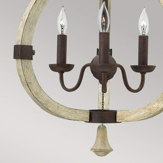 Lampadario Industrial Nordico Middlefield Acciaio Ferro Ruggine Legno 3 Luci E14 HK-MIDDLEFIELD3