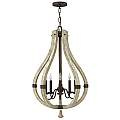 Lampadario Industrial Nordico Middlefield Acciaio Ferro Ruggine Legno 5 Luci E14 HK-MIDDLEFIELD5