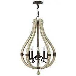 Lampadario Industrial Nordico Middlefield Acciaio Ferro Ruggine Legno 5 Luci E14